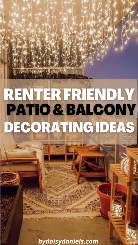 Outdoor Patio Ideas Small Spaces Diy, Inexpensive Balcony Ideas, Backyard Patio Rental, Outdoor Porch Ideas Apartment, Rental Deck Ideas, Patio Upgrade On A Budget, Decor For Small Balcony, Patio Rental Ideas, Diy Balcony Cover Ideas