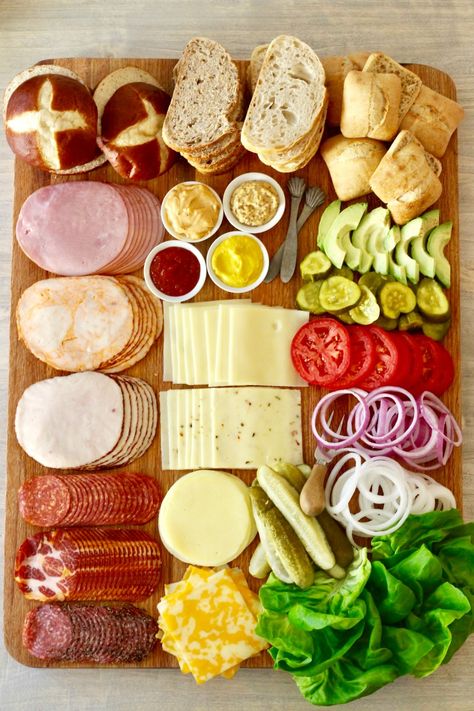 Game Day Boards and Snack Trays - The BakerMama Sandwiches Recipes, Sommer Mad, Sandwich Tray, Snacks Appetizers, Sandwich Trays, Sandwich Board, Party Food Platters, Charcuterie Recipes, Snacks Für Party