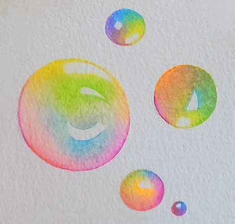 Watercolor Soap Bubbles, Neon Watercolor Painting, Soap Bubbles Drawing, Watercolor Bubbles Painting, Watercolour Bubbles, Hand Watercolor Painting, Tay Art, Painting Bubbles, Bubbles Watercolor