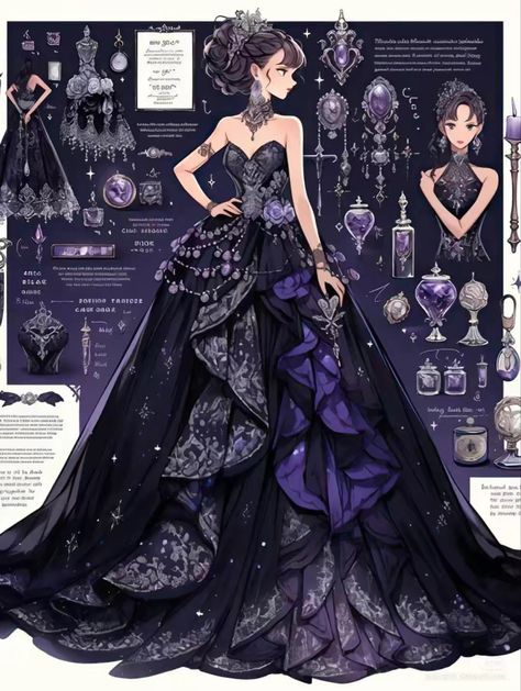 Starfall Ball, Era Victoria, Dreamy Gowns, Old Fashion Dresses, Anime Clothes, Fantasy Dresses, Fashion Drawing Dresses, Book Character, Dress Design Sketches