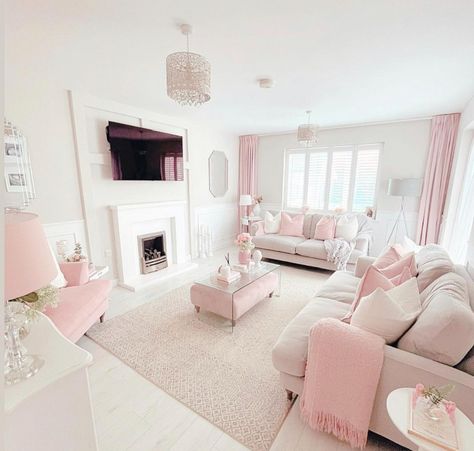 A MUM has transformed her drab family home into a pastel pink paradise. Haylea McDonald, 36 from Bury St. Edmunds, Suffolk, has spent the last four years designing and creating her dream house. The creative beautician and her husband, James McDonald, 41, have forked out more than £25,000 on pink items and rose gold renovations […] Pastel Pink Dining Room, Open Airy Kitchen, Pink Themed House, French Roses Bloxburg, Beige And Pink Living Room, Girly House Decor, Shabby Chic Living Room Ideas, Pink House Interior, Girly Living Room