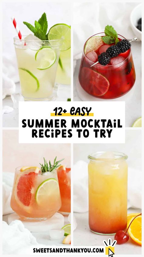 Cool off with these 13+ summer mocktail recipes! These delicious non-alcoholic summer drinks will help you beat the heat in style. From fruity mocktails to fun flavors of lemonade to classic virign drinks like virgin palomas and mojitos, there's a summer mocktail recipe for every occasion. Fruity Drinks Non Alcoholic Recipes, Signature Drinks Non Alcoholic, Mocktail Summer Drinks, Best Mocktails For Summer, Summer Virgin Drinks, Night Mocktail Recipe, Nonalcoholic Wedding Drinks, Best Summer Mocktail, Easy Summer Mocktail Recipe