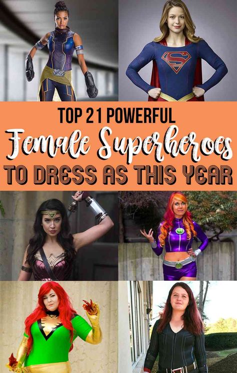 21 Women's Superhero Costume Ideas For Halloween | YourTango Diy Womens Superhero Costume, Diy Superhero Costume For Women Last Minute, Diy Dc Costumes For Women, Super Hero Diy Costumes Women, Simple Super Hero Costumes, Female Marvel Characters Costumes, Plus Size Superhero Costume, Super Hero Outfits For Women Diy, Super Hero Teacher Costume