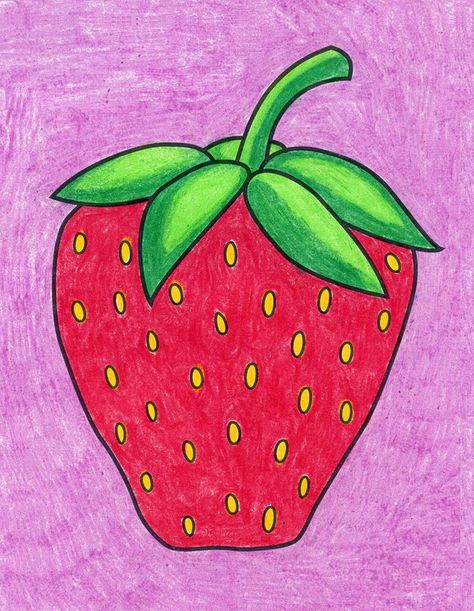 Cute Easy Drawings With Color, Easy Drawings Of Fruit, Easy Color Drawings Ideas, How To Draw Fruits For Kids, For Kids Drawing, Easy Drawing With Color, Crayon Drawing For Kids, Easy Drawings Colorful, Easy Drawings With Color