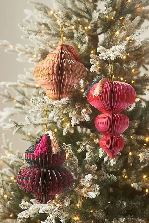 Holiday Décor, Ornaments, Gift Wrap & More | AnthroLiving Anthropologie Tree Topper, Under The Tree Decor, Anthropologie Christmas Wrapping Paper, Holiday Ceiling Decorations, Christmas Decor Ideas Anthropologie, Christmas Decor Ideas Australia, Pink Orange Christmas, Untraditional Christmas Decor, Diy Anthropologie Christmas Ornaments