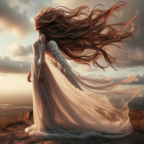 headless, hair in the wind, full body, hyper realism, poetic, romantic, angelic long dress, realistic shading, realistic render, detailed textures, photorealistic, wide shot, landscape ❤️like if you love it. 💬Comment, ↪️Share and 🔔Follow. if you wanna see more content please support. # hashtag: #DigitalArt #DigitalArtist #DigitalIllustration #DigitalPainting #ProcreateArt #Illustration #ArtOfTheDay #ArtistOnInstagram #CreativeArt #DrawingOfTheDay #Artistic #ArtLife #DigitalDrawing #ArtCom... Long Hair Blowing In The Wind, Wind Blowing Hair Drawing, Hair In Wind, Long Hair Illustration, Windblown Hair, Hair Floating, Hair Wind, Bernini Sculpture, Flowy Hair