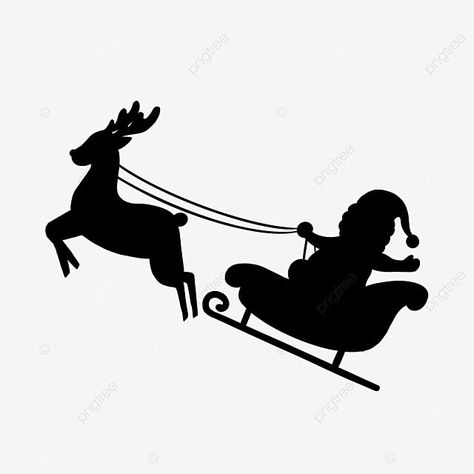 Santa And Sleigh Silhouette, Christmas Silhouette Images Free, Reindeer Sleigh, Santa Claus Silhouette, Santa Claus Sleigh, Weihnachten Aesthetic, Santa Silhouette, Winter Silhouette, Santa Clause