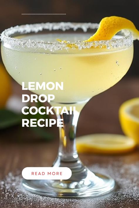 Lemon Drop Cocktail made of Vodka, Lemon, and Cointreau Lemon Vodka Cocktails, Lemon Vodka Drinks, Lemon Cocktail Recipes, Kamikaze Cocktail, Lemon Drop Recipe, Amaretto Sour Cocktail, Lemon Martini, Vodka Sour, Lemon Drop Cocktail