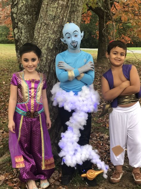 Jasmine, Genie and Aladdin Alladin Genie, Aladdin Musical, Genie Costume, Aladdin, Kids Costumes, Costume Ideas, Festival Captain Hat, Captain Hat, Halloween Costumes