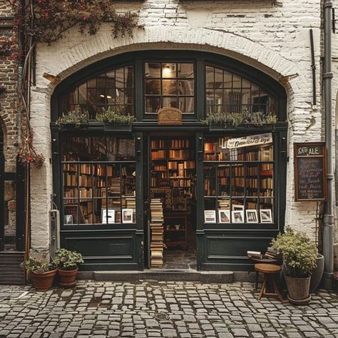 Experience the allure of literature at this cozy bookstore nestled within a historic brick building. Bookstore Front Window, European Store Fronts, Bookshop Exterior, Library Building Exterior, Bookstore Facade, Library Exterior Design, Bookstore Exterior, Cozy Bookstore Aesthetic, Charming Bookstore