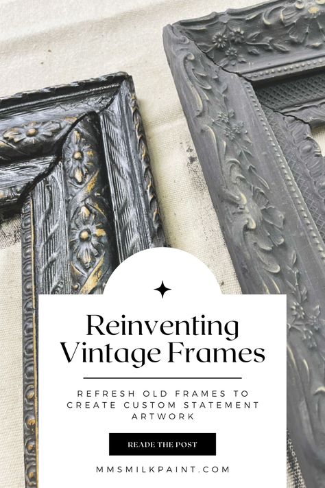 Do you shy away from purchasing artwork? Just not sure what works with your home décor? Learn how to create your own customized art statement in your home. This is an easy DIY project - all you need are some thrifted vintage frames and some MilkPaint™. Get inspired to use milk paint on your next DIY home decor project. Diy Vintage Frame, Picture Frame Makeover, Frame Makeover, Painted Mirrors, Art Deco Frames, Thrifted Furniture, Empty Picture Frames, Statement Artwork, How To Make Frames