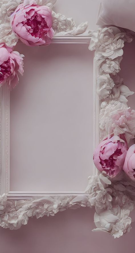 Diy Paper Wall Hanging, Pink Flowers Background, Empty Frame, Hanging Craft Ideas, Flower Background Design, Flower Picture Frames, Wedding Card Frames, Photo Frame Wallpaper, Floral Cards Design