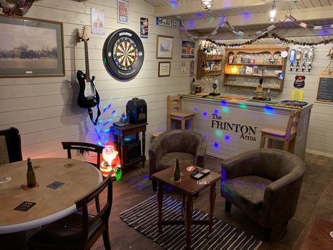 Mancave Shed Ideas Interior, Small Bar Space Ideas, Drinking Room Ideas, Home Pub Ideas Man Caves, Bar Shed Interior Ideas, Pub Shed Ideas, Pub Shed Interior Ideas, He Shed Ideas Man Cave, Gaming Shed