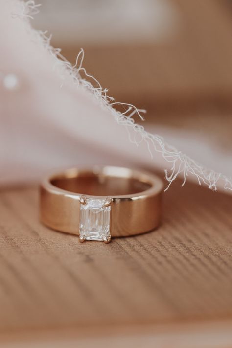 Wedding Ring Thick Band, Thick Band Engagement Ring, Wide Band Wedding Ring, Thick Wedding Bands, Thick Gold Band, Emerald Cut Solitaire Ring, Wide Wedding Rings, Baguette Band, Future Engagement Rings