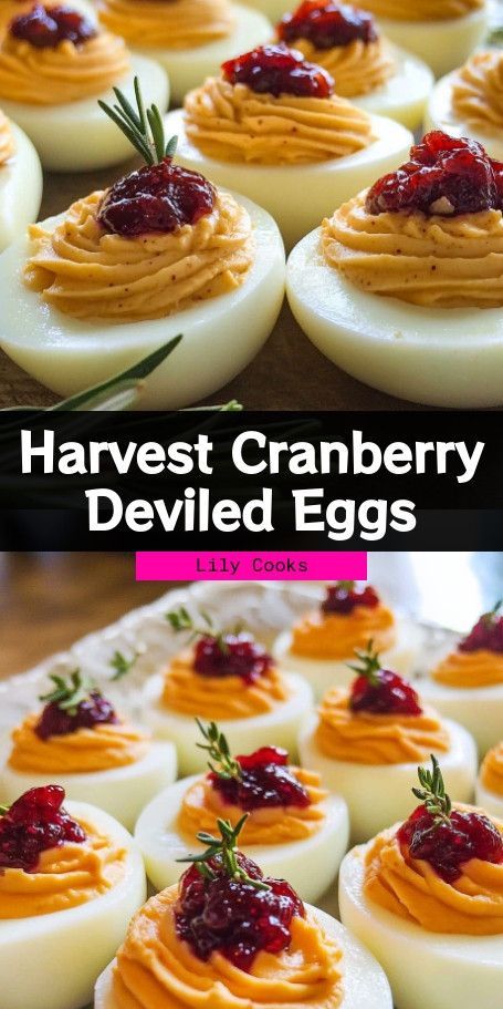 Thanksgiving Harvest Deviled Eggs Recipe - Festive Appetizer with Cranberry Twist Discover a festive twist on a classic with Thanksgiving Harvest Deviled Eggs, blending creamy yolks with savory herbs and a sweet hint of cranberry. Perfect for your holiday spread, these delightful appetizers are sure to impress your guests this Thanksgiving! Ideal for adding a touch of autumn flavor to any gathering. #Thanksgiving #HolidayAppetizers #CranberryFlavors ..... Deviled Egg Ideas For Thanksgiving, Delived Eggs Thanksgiving, Whole 30 Thanksgiving Appetizers, The Best Thanksgiving Appetizers, Thanks Appetizers Ideas, Thanksgiving Recipes Different, Individual Thanksgiving Appetizers, Special Thanksgiving Dishes, Easy Thanksgiving Brunch Ideas