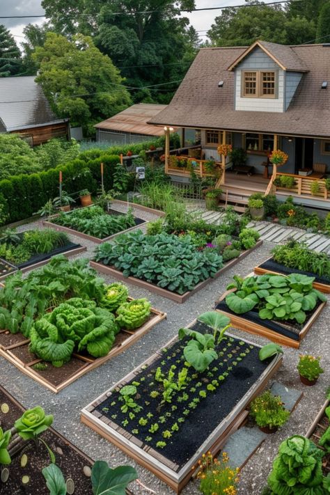 Seasonal Vegetable Layouts are a delicious and nutritious choice for any garden! 🌿🥕 Made with a variety of fresh, seasonal veggies and thoughtful planning, these layouts are a delightful blend of productivity and beauty. Quick to implement and bursting with garden-fresh goodness, Seasonal Vegetable Layouts are perfect for a refreshing gardening project or special feature. 😋🌼 #SeasonalVegetableLayouts #HealthyGardening #FreshProduce #GardenPlanning Large Food Garden, Gravel Vegetable Garden, Front Yard Veggie Garden Design, Rustic Vegetable Garden, Raised Veggie Garden Layout, Backyard Veggie Garden Ideas, Potager Garden Layout, Self Sustaining Garden, Small Farm Garden