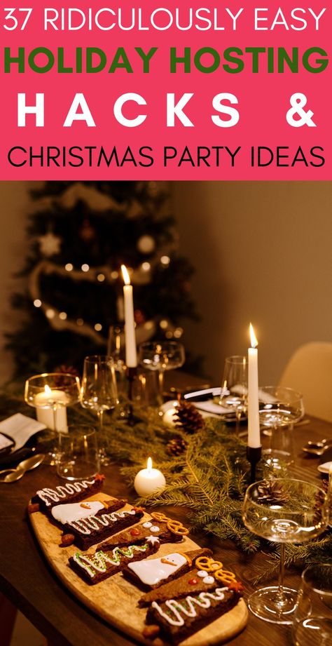 Are you hosting Christmas Dinner this Year? This guide will take you through the process of planning and executing the perfect Christmas Dinner Party. Looking for holiday hosting hacks? Everyone is really busy around the holiday season. Here are 37-holiday entertaining hacks for the Holiday Hostess that will have you ready for anything that comes at you this holiday season! Hosting tips and ideas |Hosting hacks |Holiday hosting |Thanksgiving |Christmas |Hostess |Entertaining |Entertaining tips Holiday Party Checklist, Christmas Dinner Checklist, Christmas Party Checklist, Hosting Christmas Eve, Nye Appetizers, Hosting Christmas Party, Christmas Party Menu, Hosting Hacks, Hosting Christmas Dinner