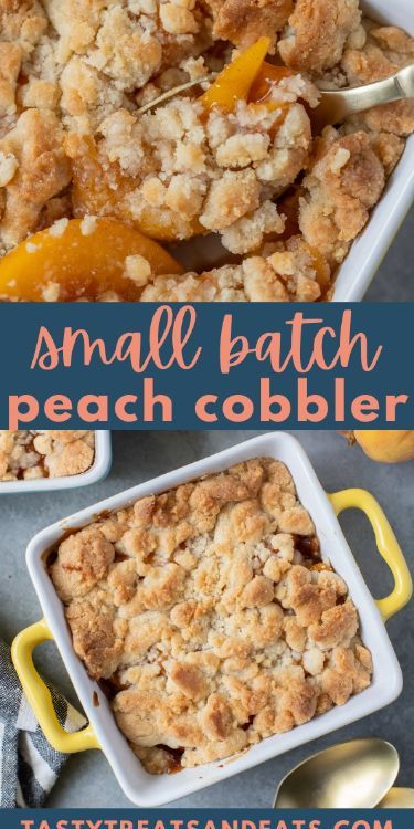 This Small Batch Peach Cobbler Recipe is so delicious and easy to make! Use canned peaches or fresh peaches to make peach cobbler for two quickly! Cooked to perfection in half the time a classic peach cobbler recipe normally takes. Healthier Peach Cobbler Recipe, Recipes With Fresh Peaches Easy, Recipes For Overripe Peaches, Uses For Canned Peaches, Mini Skillet Peach Cobbler, Easiest Peach Cobbler, Easy Peach Desserts Simple, Peach Cobbler Single Serving, Easy Homade Peach Cobbler