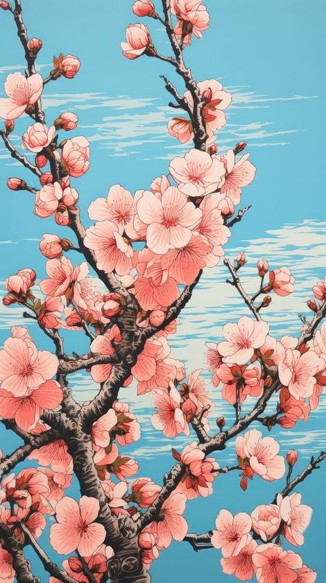 Japanese peach trees blossom flower plant. | premium image by rawpixel.com / Bew Peaches Aesthetic Wallpaper, Peach Tree Drawing, Cherry Blossom Mural, Peaches Wallpaper, Vintage Flower Wallpaper, Japanese Cherry Blossom Tree, Japanese Peach, Peach Blossom Tree, Flowers Anime