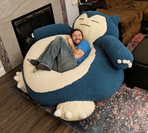 Snorlax Bean Bag, Giant Snorlax, Giant Bean Bags, Tutorial Amigurumi, Pantry Design, Cabinets Kitchen, Bags Aesthetic, Cute Room Decor, Take A Nap