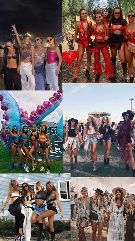 Coachella Mood Board, Group Festival Outfits, Coachella Outfit Aesthetic, Flowy Lace Dress, Outside Lands Festival, Festival Outfit Ideas, Festival Fits, Yoga Festival, Festival Ideas