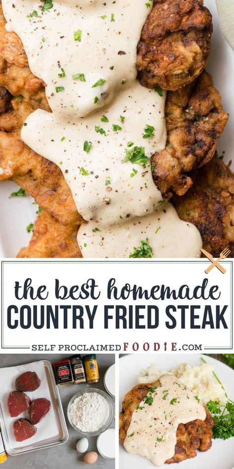 Ways To Make Cube Steak, Country Fried Cubed Steak Recipes, Chicken Fried Steaks, Southern Entrees, Chicken Fried Steak Air Fryer, Tender Cube Steak Recipes, Chicken Fried Steak Pioneer Woman, Easy Country Fried Steak, Country Fried Steak And Gravy