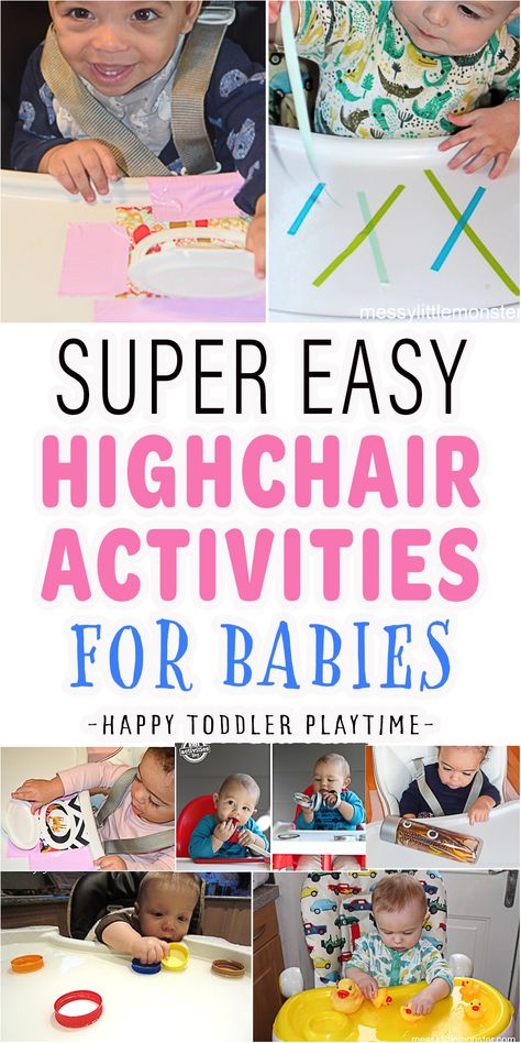 Easy Highchair Activities for Babies - Happy Toddler Playtime Activities Under 1 Year, Sensory High Chair Activities, Farming Activities For Infants, Cognitive Development For Infants, Alphabet Activities For Infants, Infant Small Group Activities, Toddler High Chair Activities, Infant Sensory Stimulation, Sensory For Infants