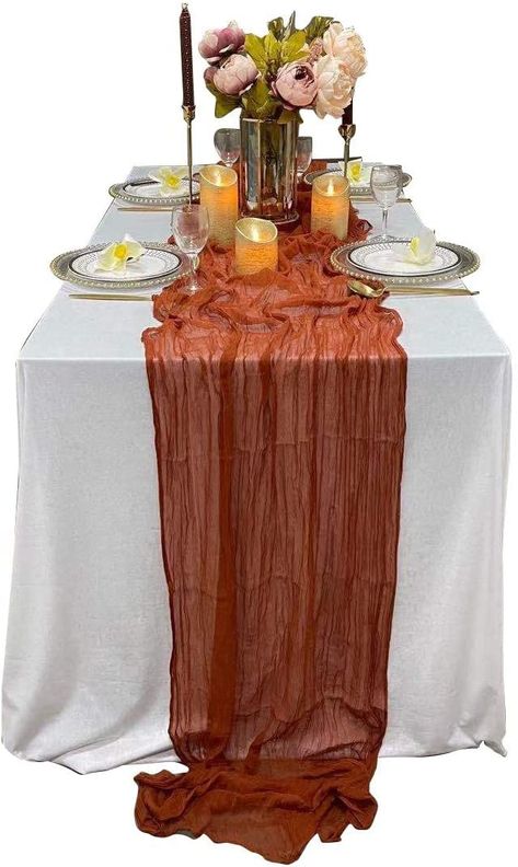 Dloapesy Cheesecloth Gauze Table Runner,Wedding Decor Arch Draping,Gauze Event Centerpiece Runner, Bridal Shower Runner (Terracotta, Large) : Amazon.co.uk: Home & Kitchen Wedding Decor Arch, Gauze Table Runner Wedding, Table Transparente, Arch Draping, Gauze Table Runner, Table Runner Wedding, Rustic Table Runners, Boho Table Runner, Cotton Decor