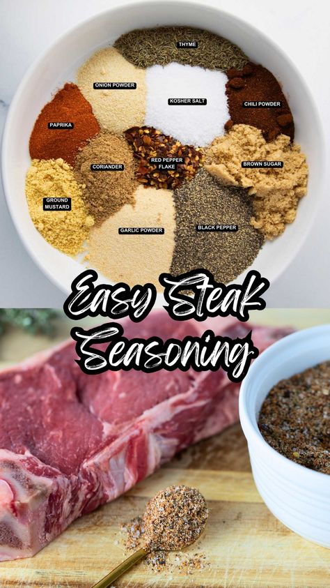 Transform your steak into a flavor sensation with this easy and delicious steak seasoning recipe! Perfect for grilling or pan-searing, this seasoning blend will elevate your steak game to new heights. Try it today and impress your taste buds! #SteakSeasoning #Grilling #EasyRecipes #DeliciousFlavors Steak Recipes Seasoning, What To Season Steak With, How To Season A Steak, Diy Steak Seasoning, Steak Seasoning Recipes Easy, How To Make Steak Tender, How To Season Steak, Best Seasoning For Steak, Stake Seasoning