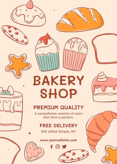 Bakery Posters Aesthetic, Bakery Shop Poster Design, Baking Poster Ideas, Bakery Posters Design, Baking Poster Design, Bakery Opening Poster, Cakes Poster Design, Bakery Banner Design Ideas, Bakery Poster Advertising