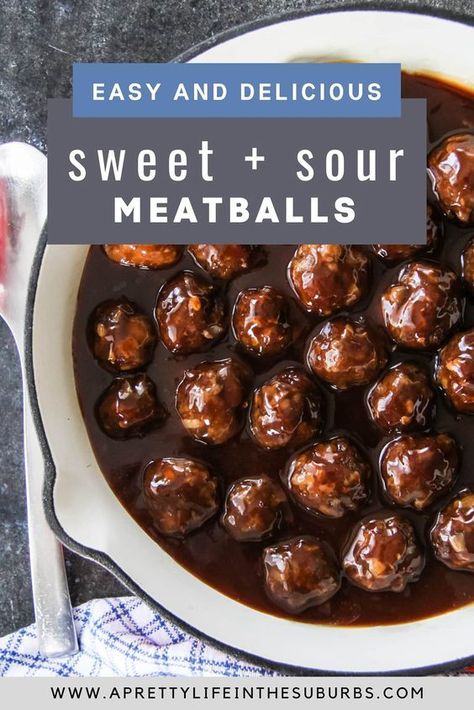 These Sweet and Sour Meatballs are a family favourite!  Easy to make and are delicious served over rice. Sweat And Sour Meatballs, Sweet N Sour Meatballs, Sweet And Sour Beef, Sweet Meatballs, Sweet N Sour Sauce Recipe, Sweet And Sour Sauces, Sweet And Sour Meatballs, Meatball Recipes Easy, Pretty Life