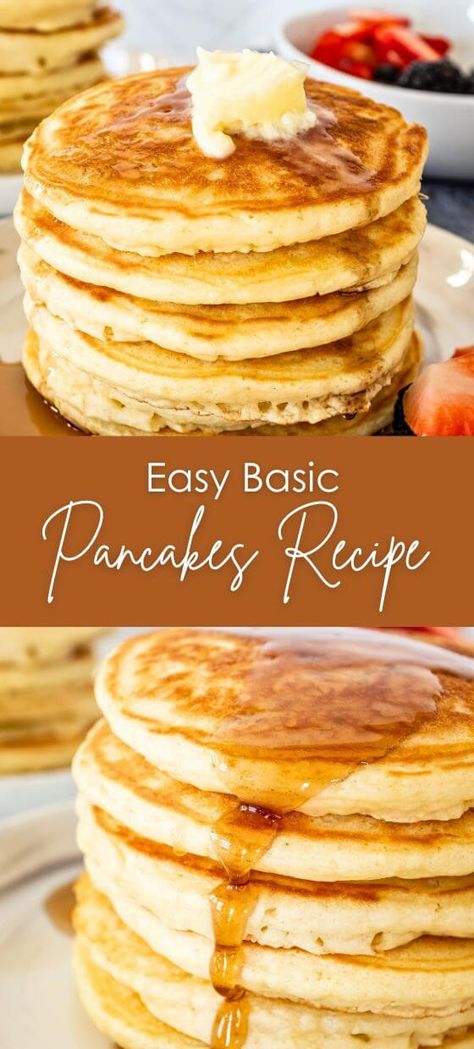 Easy Basic Pancakes Recipe Pancake Recipe Fluffy, Homemade Pancake Mix Recipe, Best Pancakes Ever, Easy Homemade Pancake Recipe, Easy Pancake Mix, Cracker Barrel Pancakes, Basic Pancake Recipe, Best Homemade Pancakes, Quick Pancakes