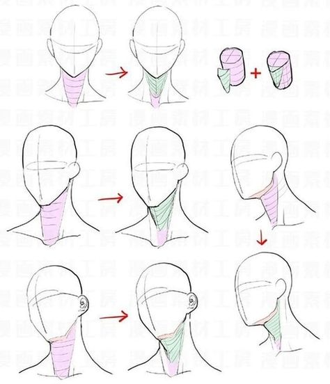 Como hacer la sombra en el cuello Neck Drawing, Head Anatomy, Manga Drawing Tutorials, Human Figure Drawing, Drawing Heads, Different Angles, Anatomy Drawing, Figure Drawing Reference, Anatomy Reference