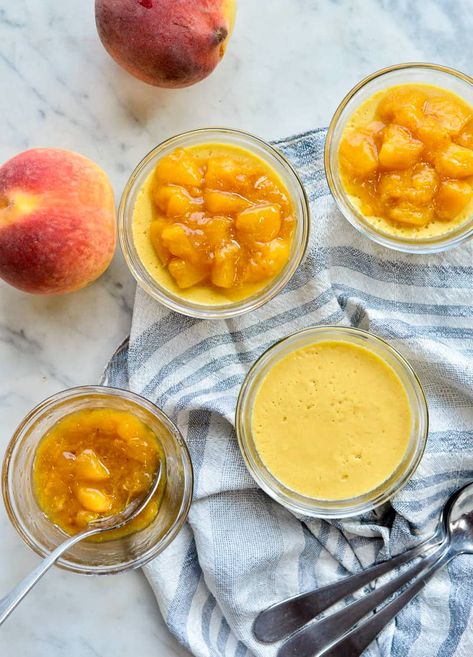 This Paleo Peach Mousse is an incredibly light and deliciously creamy summer dessert that is completely dairy free and easy to make, only 5 ingredients. It's made with nutritious ingredients that will make you feel so good! #peachmousse #paleodessert #peaches #healthydessert #healthyrecipe #easyrecipe #lightdessert Fresh Peach Sauce, Peach Mousse, Peach Sauce, Blueberry Compote, Single Serve Desserts, Peach Desserts, Eating Light, Spiralizer Recipes, Light Desserts