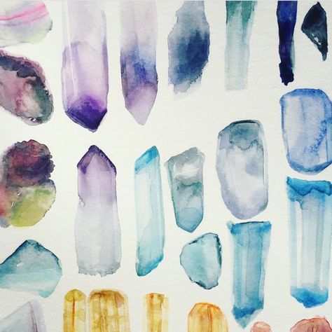 Watercolor gems. … Watercolor Gemstones, Watercolor Stones, Watercolour Wreath, Backgrounds Wedding, Watercolor Gem, Crystals Watercolors, Crystal Drawing, Watercolor Backgrounds, Abstract Watercolor Art