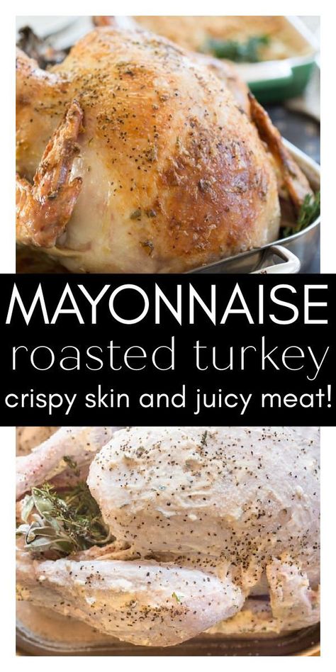 Moist Turkey Recipes Mayo, Moist Juicy Turkey, Mayo Covered Turkey, Super Juicy Turkey, Mayonnaise Roasted Turkey Recipe, Mayonnaise On Turkey, Turkey Cooked With Mayonnaise, Moistest Turkey Ever, Mayonaise Basted Turkey