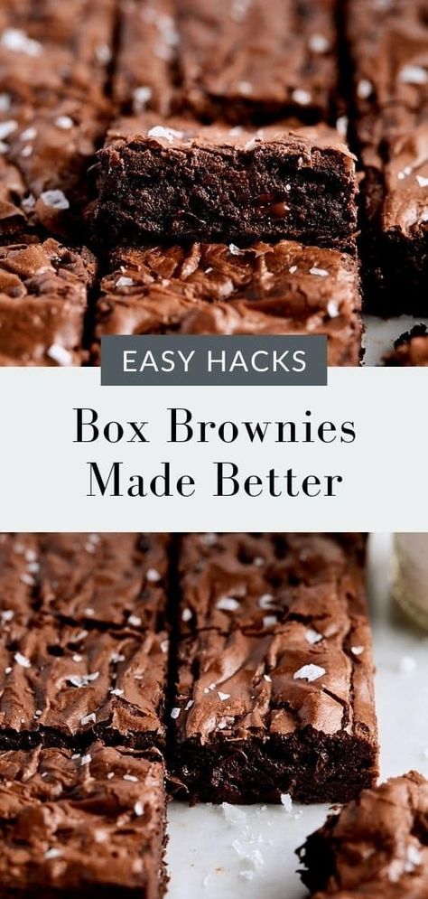 Learn how to make box brownies better! These simple tips elevate your favorite box mix brownies to the next level. Make Box Brownies Better, Box Brownies Better, Box Mix Brownies, Boxed Brownies Better, Boxed Brownie Recipes, Beginner Baking Recipes, Make Box, Brownie Desserts Recipes, Desserts With Few Ingredients