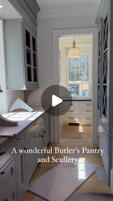 10K views · 1.1K likes | Robert Norris on Instagram: "A very attractive and light filled Butler's Pantry & Scullery. A walk in pantry is located in Scullery ...lots of useful storage too!   Architecture- #spitzmillerandnorris  Interiors - @amymorrisinteriors  #butlerspantry #scullery #kitchen #archlovers #architecturephotography #cabinetry #chinacabinets" Kitchen With Scullery Layout, Scullery Laundry Combined, Walk Through Butlers Pantry Ideas, Skullery Butler Pantry, Narrow Butlers Pantry, Kitchen Scullery Ideas, Scullery Ideas Layout, Galley Pantry, Pantry Design Walk In