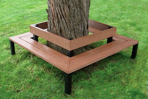 Tree Surround Seat 2 - Commercial Systems Australia Tree Surround, Bench Around Trees, Kids Outdoor Playground, Tree Seat, Tree Bench, Small Garden Landscape, Backyard Swings, Sensory Garden, Hillside Landscaping