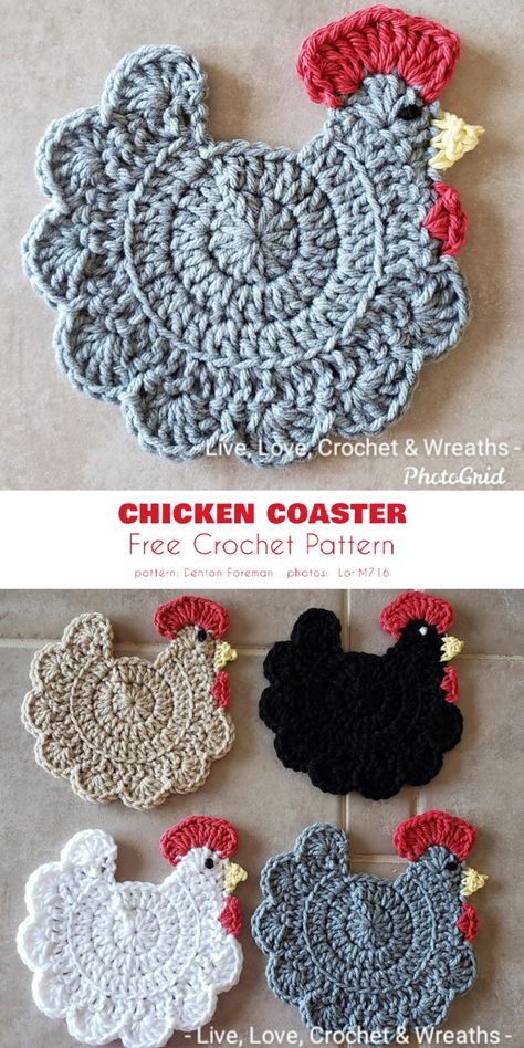 Cute Coaster Crochet Pattern Free, Kitty Coasters Free Pattern, Cute Crochet Coaster Pattern, Crochet Ideas And Patterns, Random Crochet Patterns, Fun Quick Crochet Projects, Cute Useful Crochet Projects, Acrylic Yarn Crochet Patterns, Crochet Decor Free Pattern