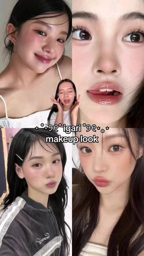 igari makeup look ⋆.ﾟ✧*:･ﾟigarimakeup igari makeupoftheday Igari Makeup, Makeup Ala Korea, Makeup Asia, Teknik Makeup, Asian Makeup Tutorials, Gyaru Makeup, Soft Makeup Looks, Beauty Makeup Tutorial, Makeup Artist Tips