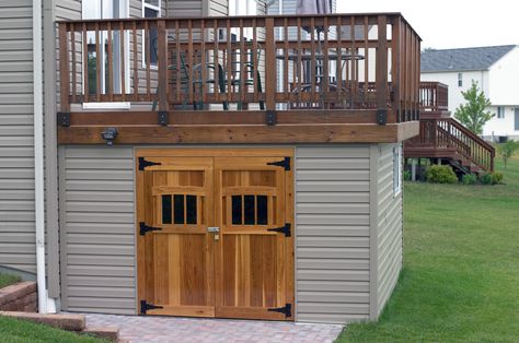 Panofish Blog » Building a Shed under a Deck Brilliant use of space - detailed instructions & video! Under Deck Storage, Under Deck, Raised Deck, Deck Storage, Under Decks, Diy Outdoor Decor, Casa Container, Dead Space, Homestead Survival