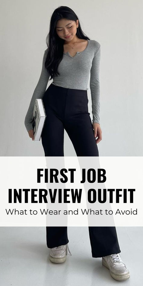 Are you a fresh graduate going on your first job interview? You may be a high school student being interviewed for a part-time position.   Whatever the case, your goal should be to stand out despite the lack of work experience. And though your skills, passion, and confidence are the most important – what you wear also has a big say on whether you land the job or not. Fitness Interview Outfit, What To Wear To A Presentation, Library Worker Outfit, What To Wear To Orientation For Work, Interview Outfit With Sneakers, How To Dress Up For Interview, Smart Casual Women Interview, Gym Interview Outfit, Restaurant Interview Outfit Casual