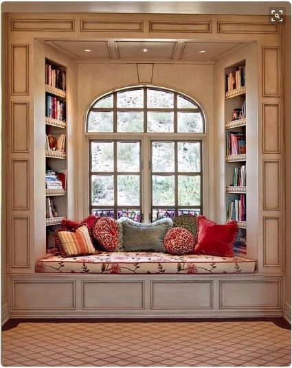 Home Library Design Ideas, Library Seating, Home Library Rooms, Window Seat Design, Bedroom Seating Area, Window Nook, Corner Seating, Storage Bench Seating, زجاج ملون