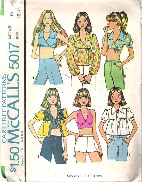 Boho Tops Summer, 70s Patterns, 70s Sewing Patterns, Vintage Clothes Patterns, Tops Sewing, Sewing Top, Retro Clothes, 1970s Sewing Patterns, Retro Sewing Patterns