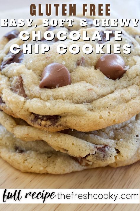 Gluten Free Chocolate Chip Cookies Easy, Sugar Free Chocolate Chip Cookies, Soft Chewy Chocolate Chip Cookies, Gf Cookies, Gooey Chocolate Chip Cookies, Gluten Free Cookie Recipes, Gluten Free Chocolate Chip Cookies, Chocolate Chip Cookies Recipe, Easy Chocolate Chip Cookies