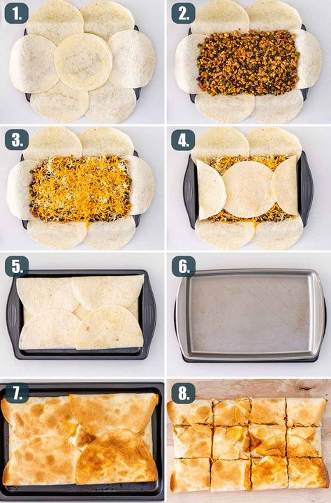 Sheet Pan Quesadillas, Quesadilla Recipes Easy, Sheet Pan Recipes, Quesadillas, Mexican Dishes, Tortillas, Sheet Pan, Quick Meals, Food Dishes