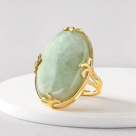 Golden Rings Design For Women, Jade Accessories, Stone Ring Design, Jade Design, Ring Inspo, Diamond Fashion Jewelry, Turquoise Drop Earrings, London Blue Topaz Ring, Gold Rings Fashion