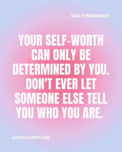 Your self-worth can only be determined by you. Don't ever let someone else tell you who you are. You Are Worth It, Health Post, Personal Growth Motivation, Healthy Boundaries, Motivational Posts, Life Transitions, Positive Psychology, You Are Worthy, Self Acceptance