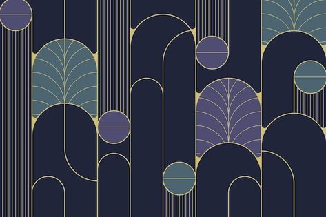 Fiori Art Deco, Art Deco Pattern Design, Pinturas Art Deco, Gold Art Deco Pattern, Art Deco Background, Art Deco Geometric Patterns, Arte Art Deco, Art Deco Motif, Motifs Art Nouveau